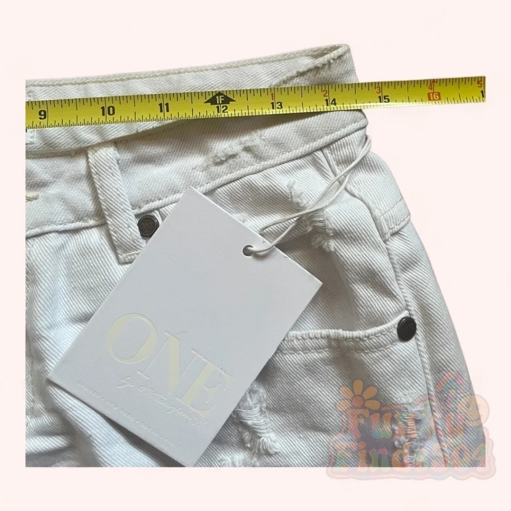 One Teaspoon White Westender Distressed Flare Jeans Low Rise Ripped Barrel Sz 26